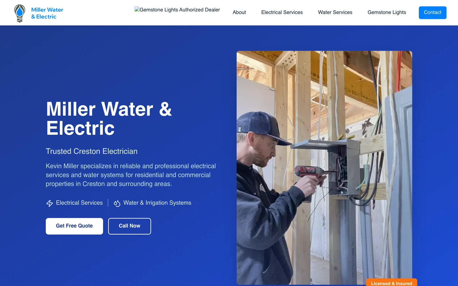 Miller Water & Electric website